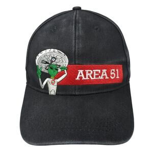 Area 51 Slideback Baseball Cap Black One Size Embroidered Alien Fresh Jerky